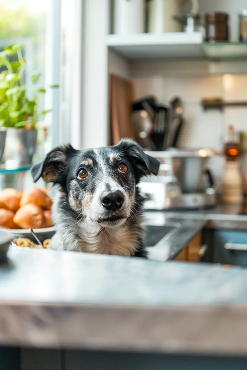 Funny Dog Caught in the Kitchen Printable Wall Art
