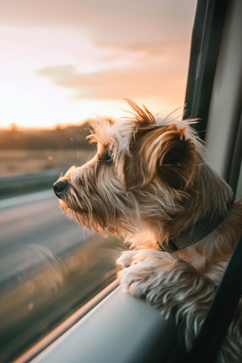Sunset Car Ride Dog Printable Travel Decor