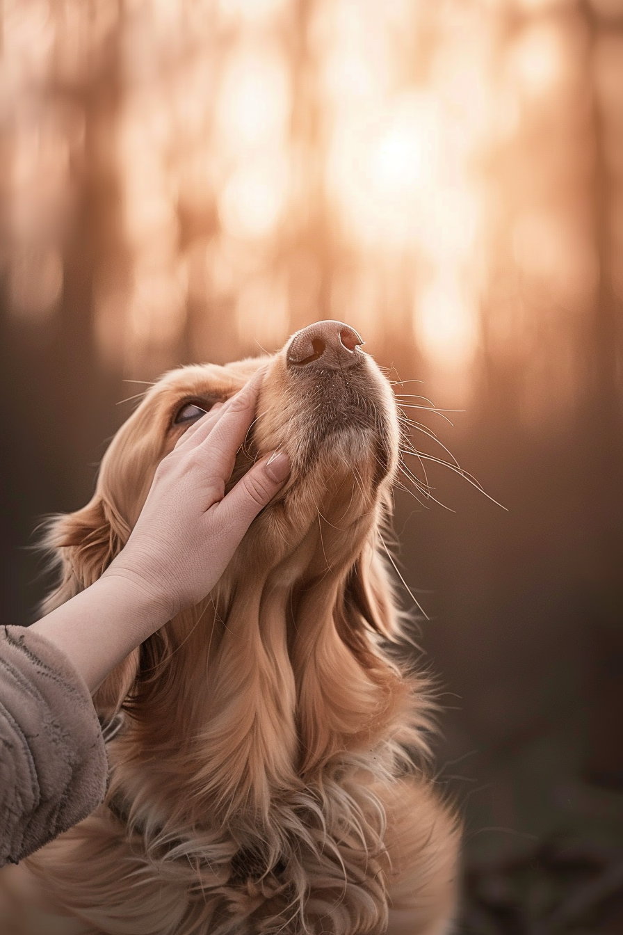 Dog's paw on owner's hand in intimate emotional moment
