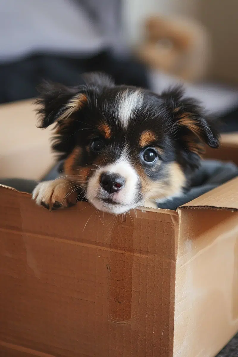 Funny Puppy in a Tiny Box Printable Wall Art