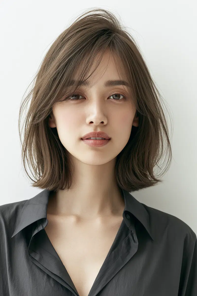 Portrait of a woman with soft makeup and natural hairstyle in black shirt