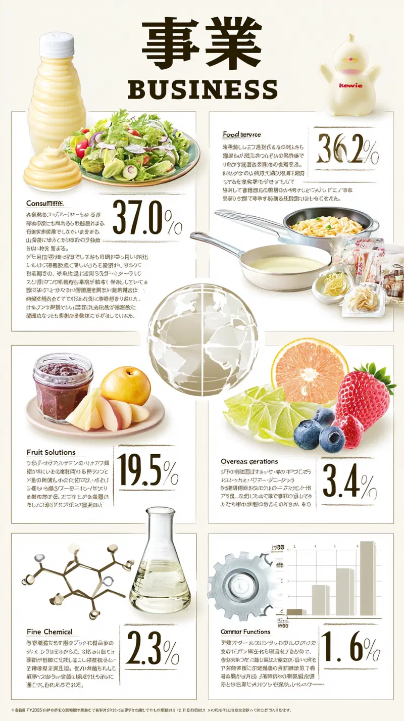 Infographic Showing Business Sector Percentages with Food and Chemical Images