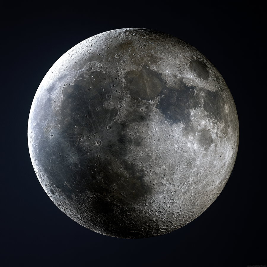 High-resolution image of the moon showing its craters, maria, and surface textures illuminated against a dark night sky