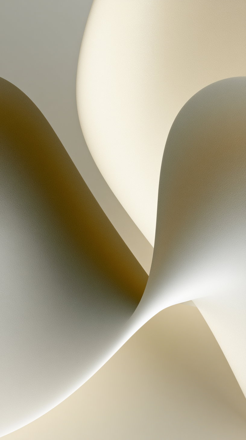 Abstract image featuring smooth, curving shapes in beige and white colors with soft gradients and a textured surface.