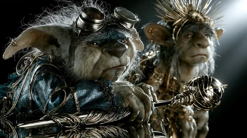 Detailed fantasy creatures with intricate gold accessories and garments