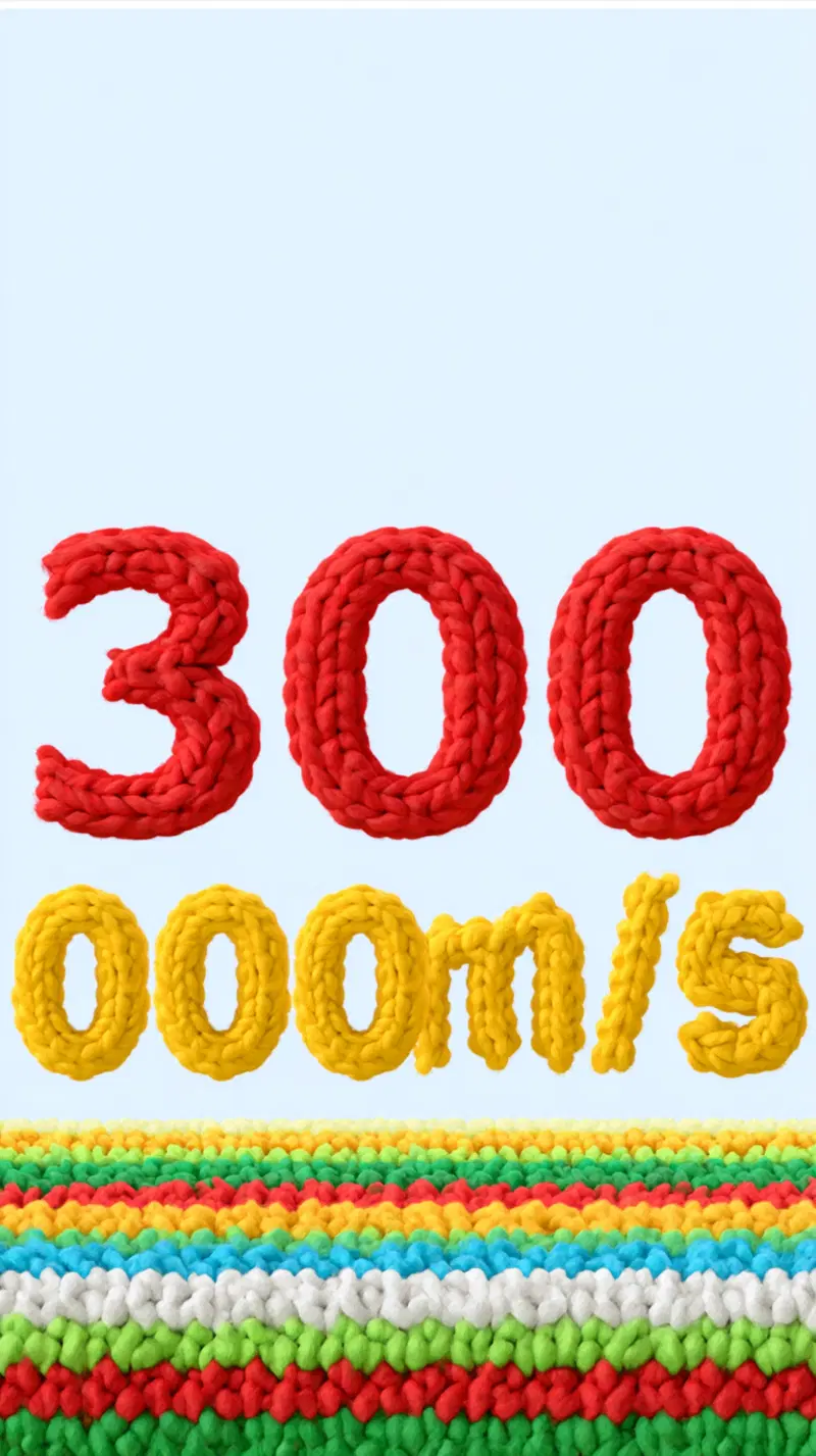 Creative knitted typography and colorful knitted pattern celebrating 300 rooms