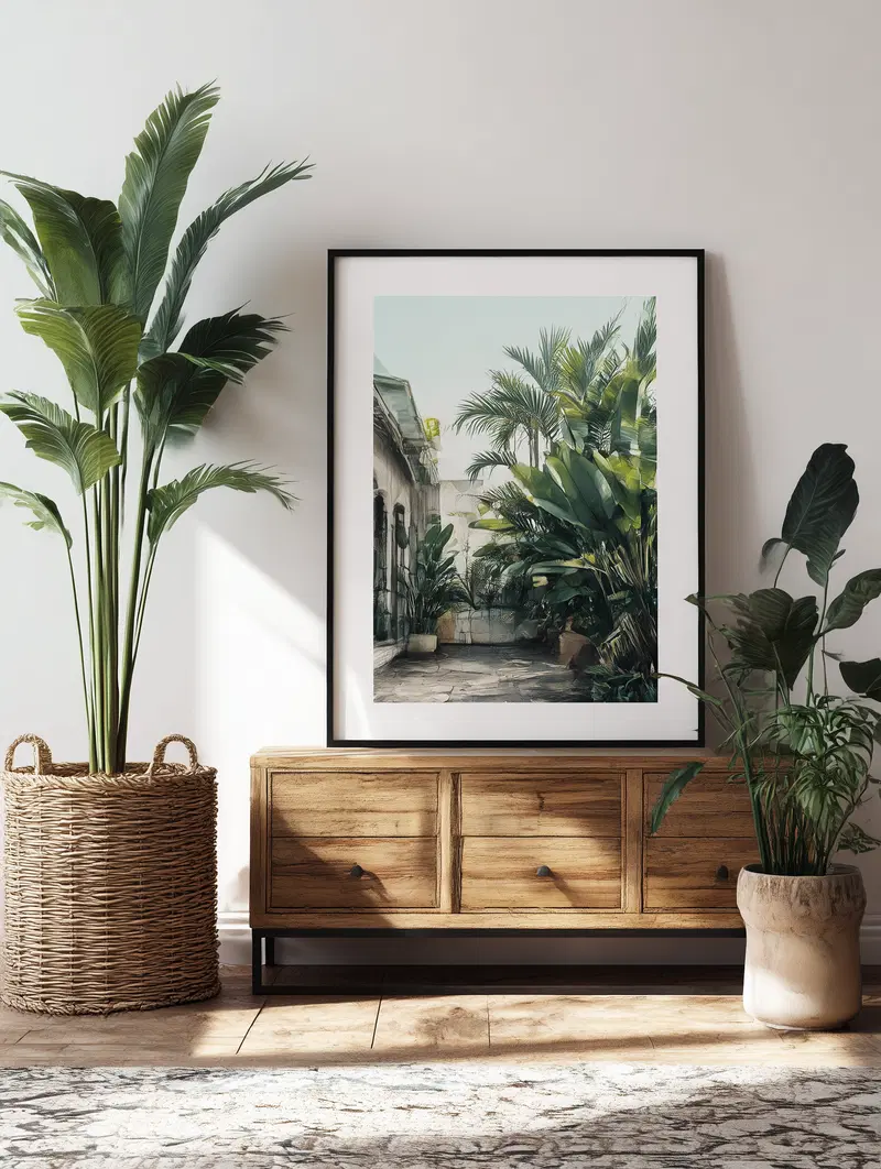 Cozy A3 Print Mockup for Tropical Wall Art Decor