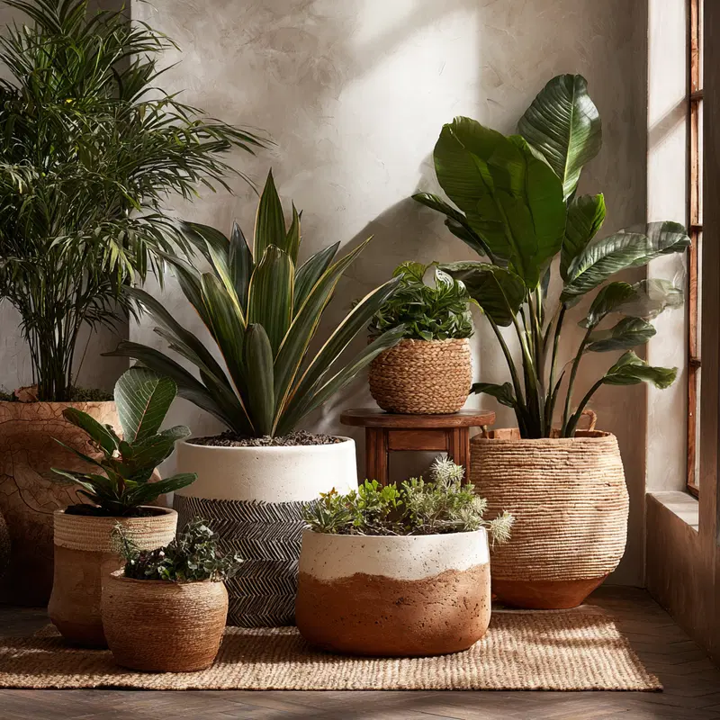 Natural Textured Planters for Modern Interior Decor