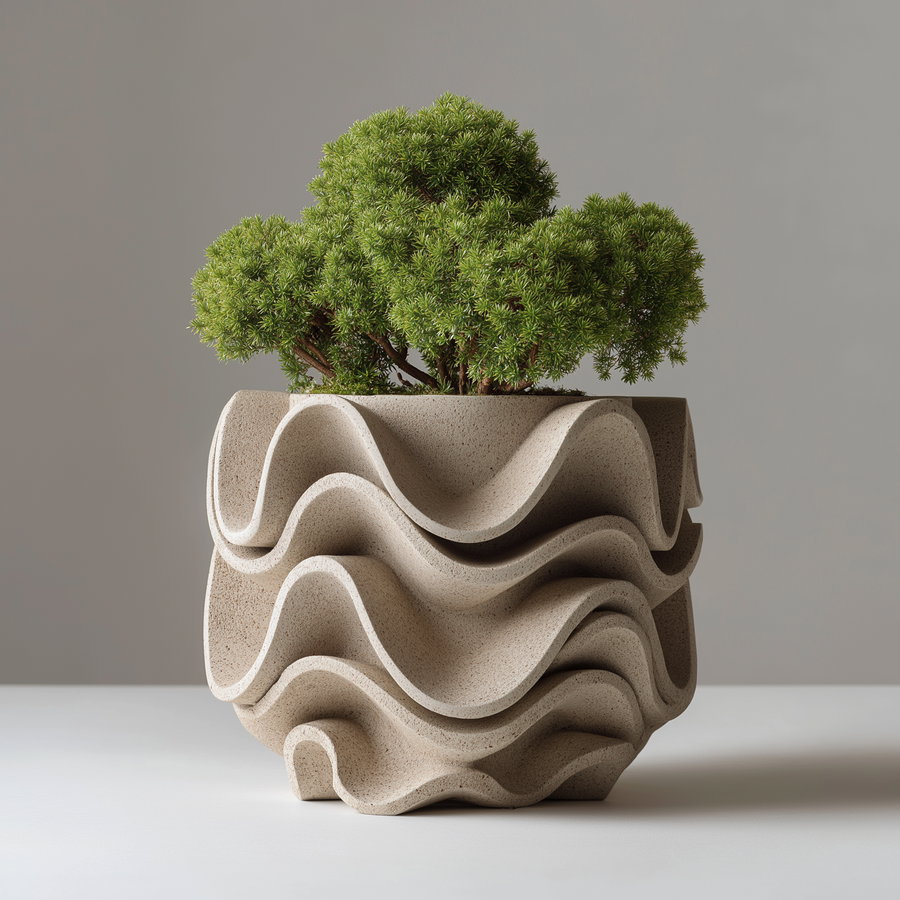 Modern planter with vibrant greenery and stylish design