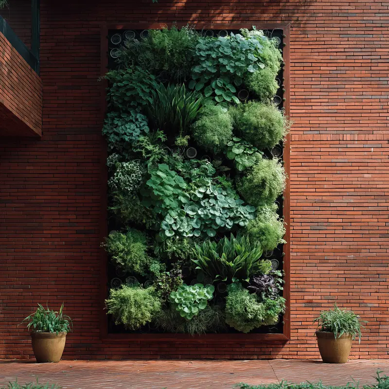 Lush Vertical Plant Wall Art with Coins Decor Ideas
