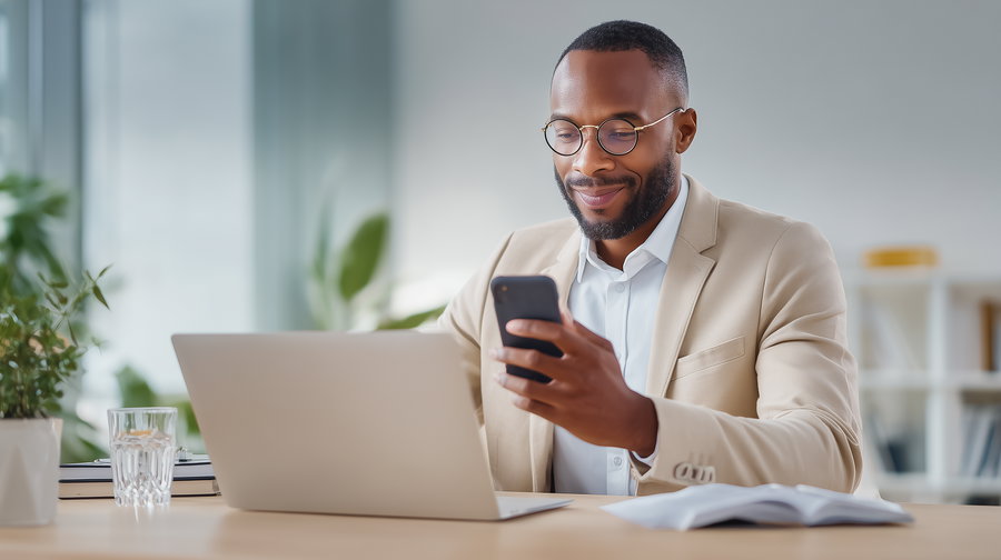 Executives using AI productivity tools on digital devices