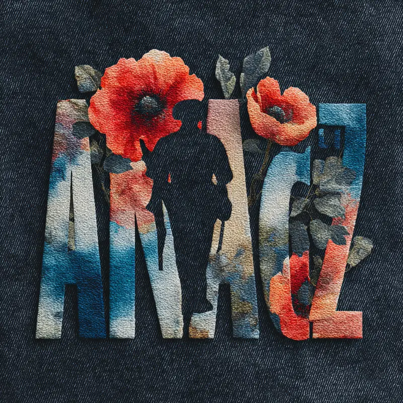 Modern ANZAC Tribute Wall Art with Abstract Poppy and Soldier Silhouette