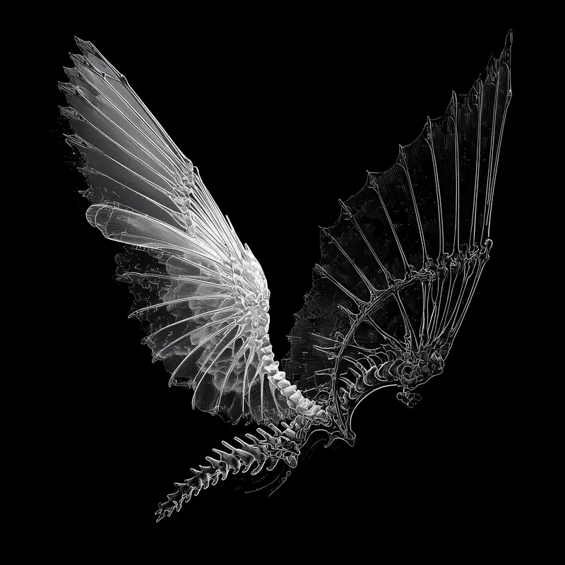 Asymmetrical Wing Biomechanical Wall Art Printable Decor