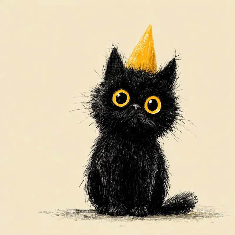 Minimalist Black Wizard Cat Wall Art Printable Decor