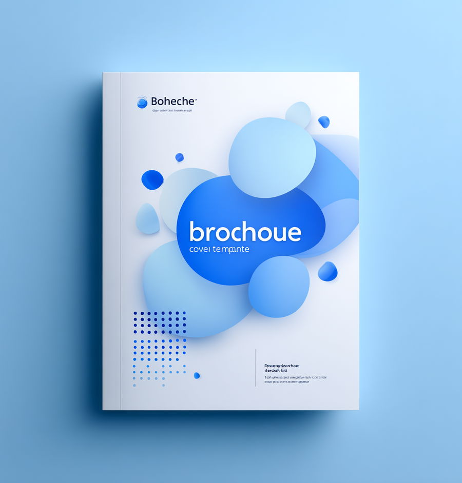 Modern blue business brochure cover with geometric circle elements