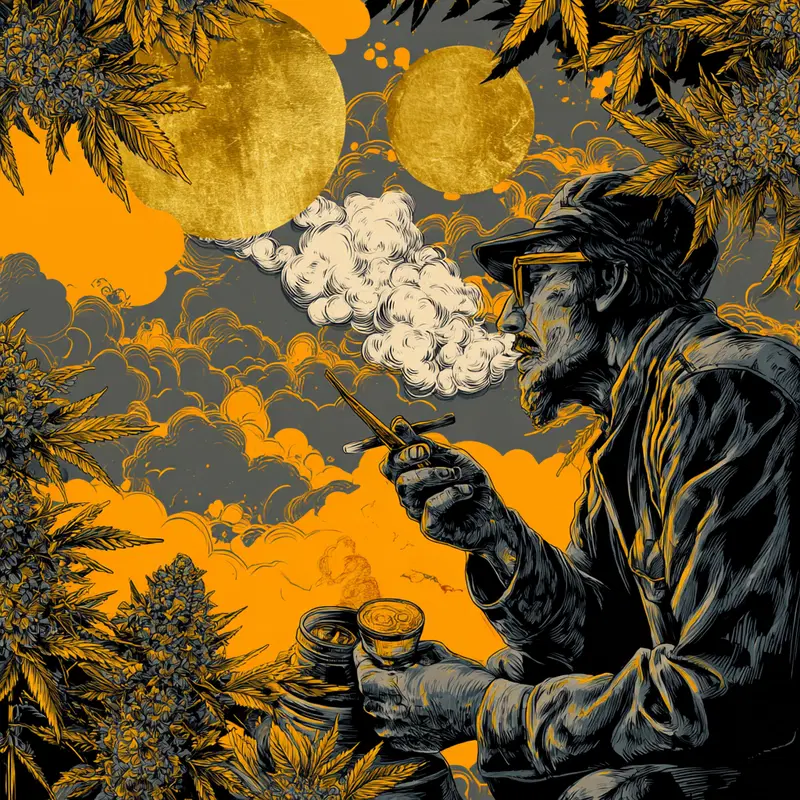 Gold Leaf Cannabis Acrylic Paint Wall Art Printable Decor