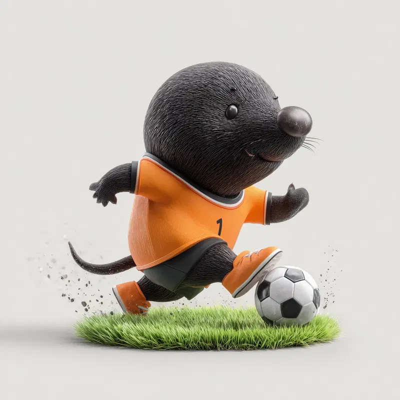 Cartoonish Mole Soccer Player Printable Wall Art Decor
