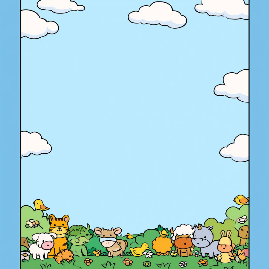 Cute farm animals on a colorful children's coloring book back cover