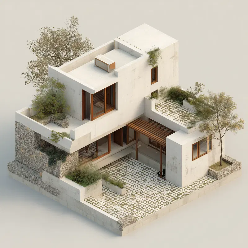 Contemporary Courtyard House Architecture Wall Art Inspiration