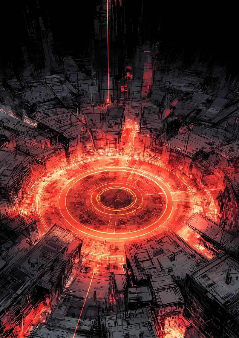 Cyberpunk Tactical Grid Wall Art Aesthetic