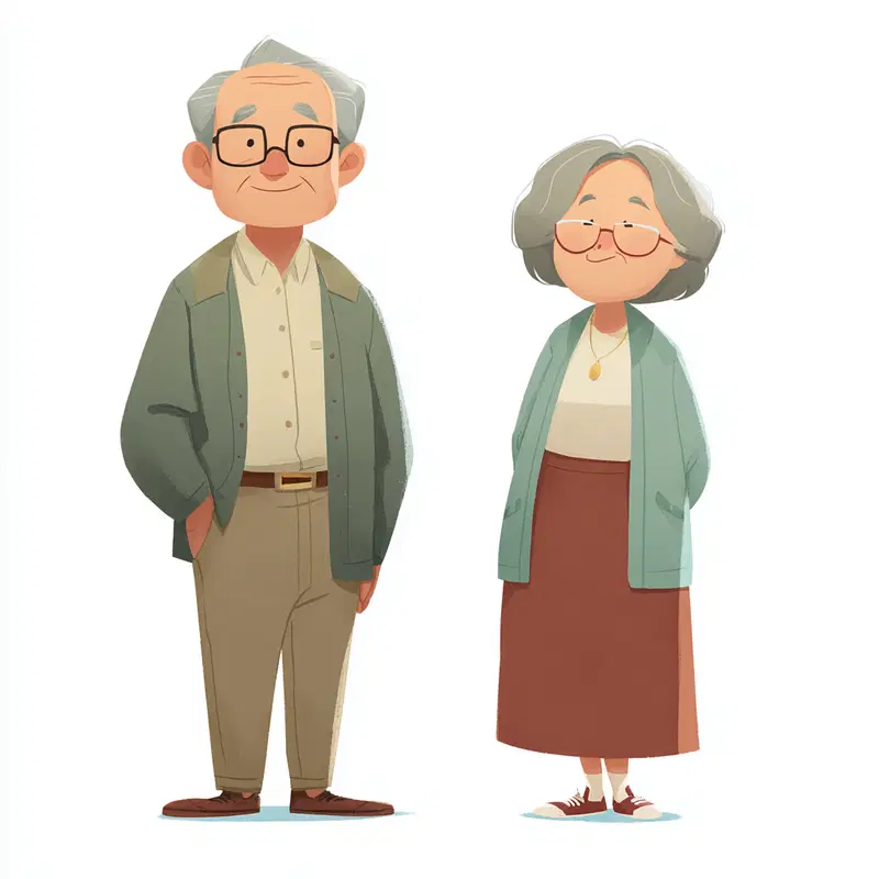 Printable Minimalist Elderly Couple Wall Art Decor