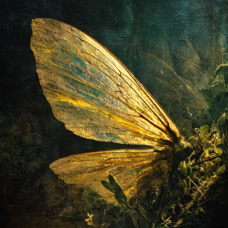 Vintage Fairy Wings Wall Art Printable in Golden Nature Aesthetic