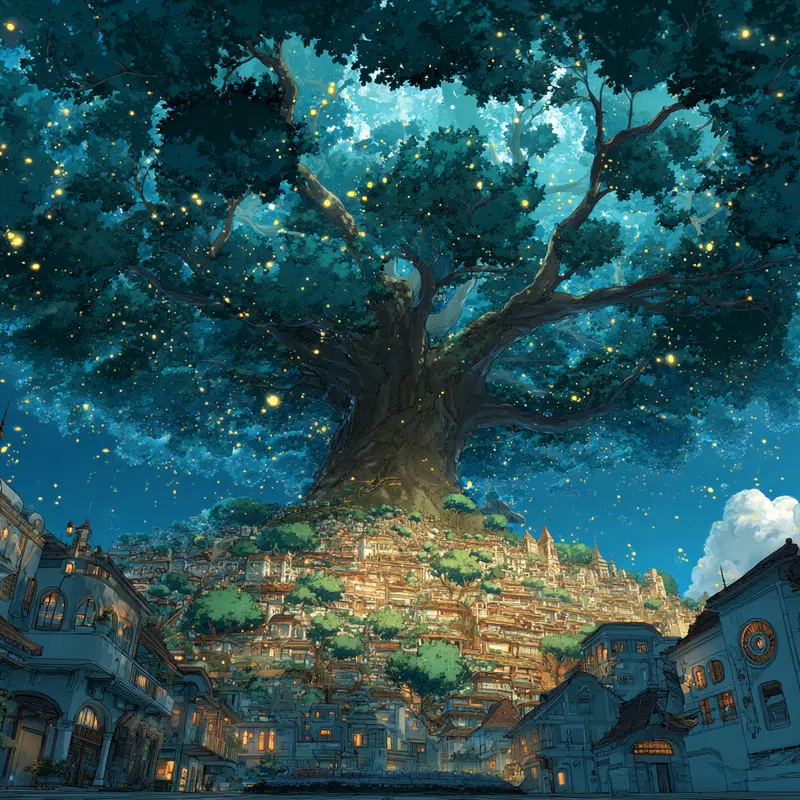 Fantasy Tree Kingdom City Wall Art Aesthetic Printable Decor