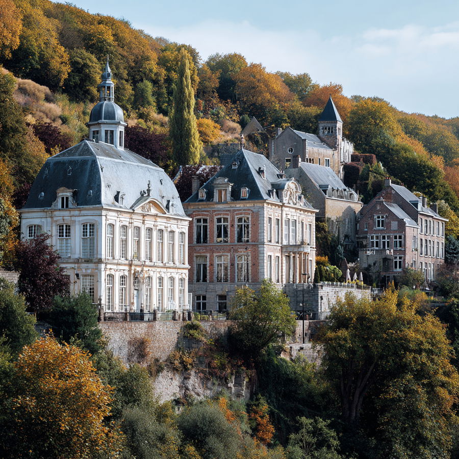 Flemish Baroque and Rococo mansions with lush hillside gardens