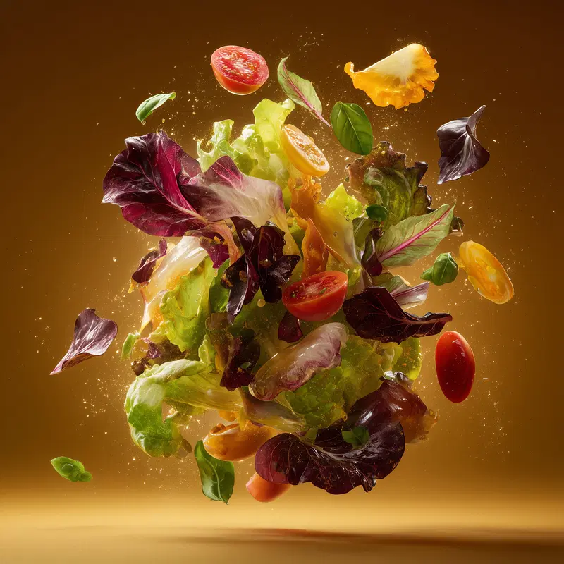 Photorealistic Floating Salad Wall Art Aesthetic