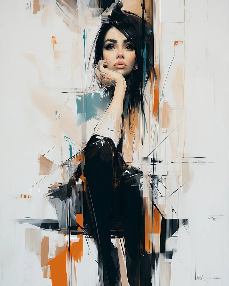 Minimalist Girl Illustration Wall Art in Pantone Colors