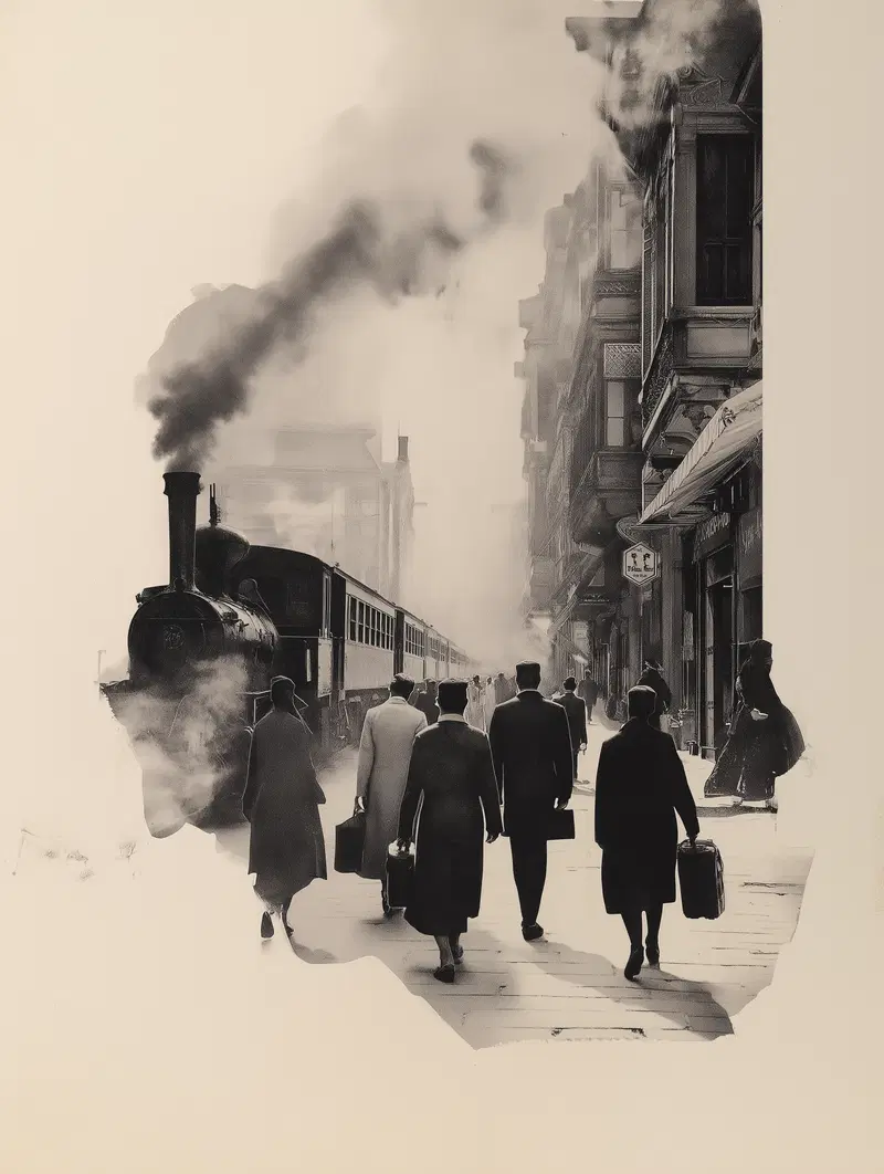 Monochrome Istanbul Steam Train Wall Art Aesthetic