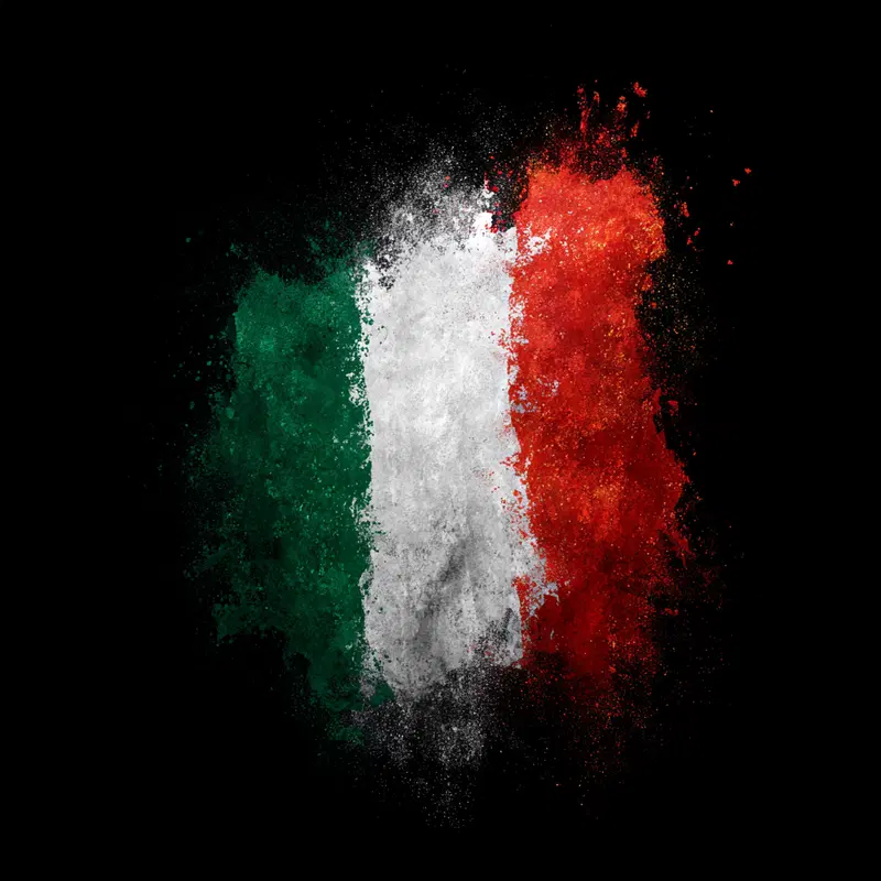 Modern Italia Flag Wall Art on Black Background