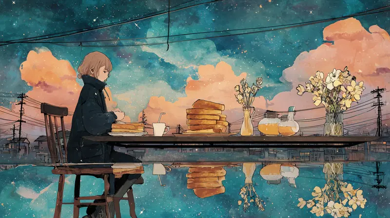 Stylized Watercolor Breakfast Wall Art Aesthetic