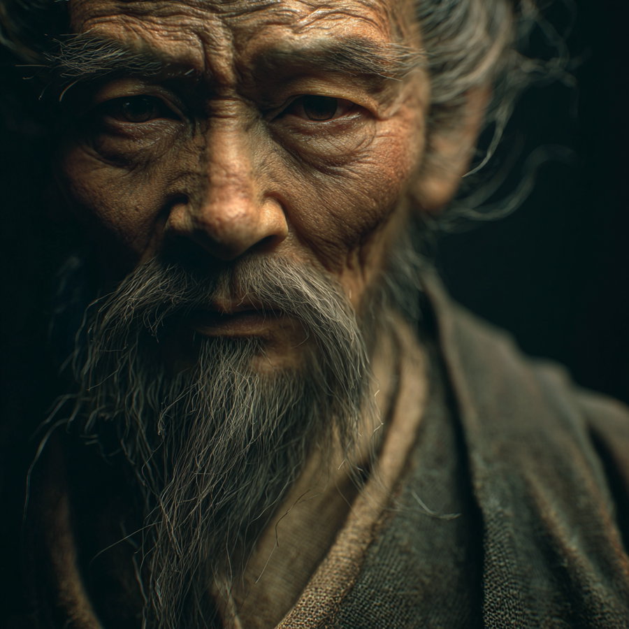 Close-up of ancient Chinese poet Li Bai's expressive eyes