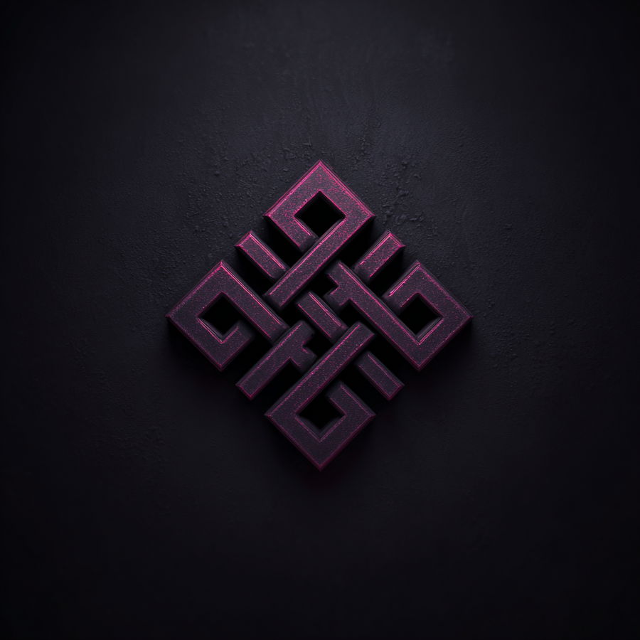 Stylized magenta geometric symbol on black minimalist background