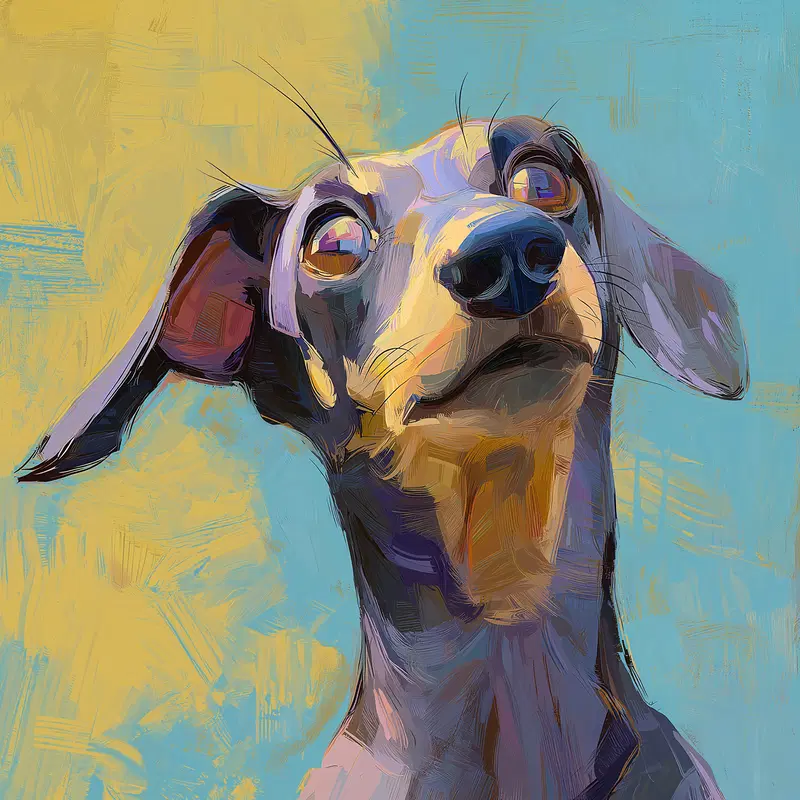 Neo Expressionist Wiener Dog Wall Art in Pastel Colors