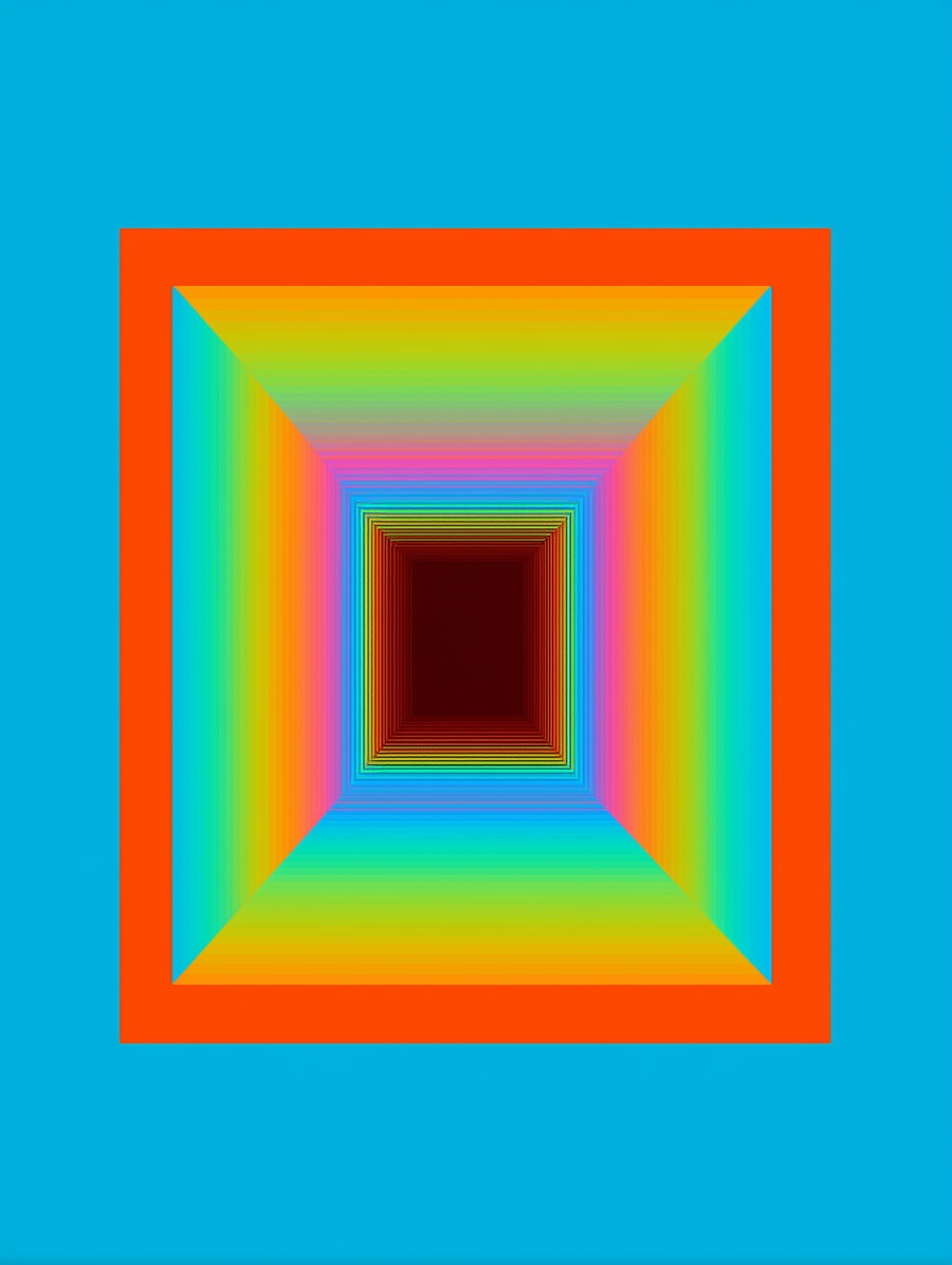 Colorful Rorschach test blending James Turrell and Basquiat styles