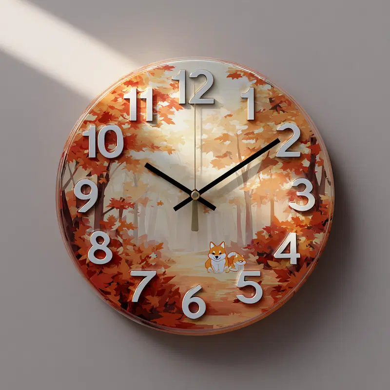 Minimalist Shiba Inu Wall Clock Decor for Autumn Aesthetic