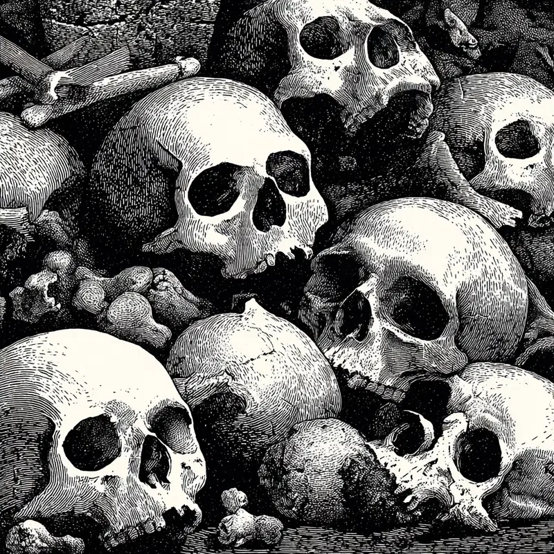 Minimalist Skull and Bone Linocut Wall Art Printable