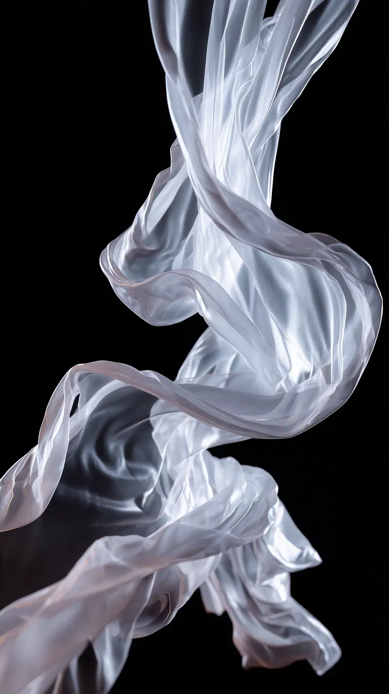 Transparent White Fabric Motion Wall Art Aesthetic