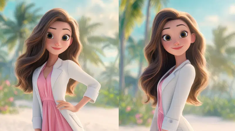 Tropical Beach Aesthetic Printable Wall Art in Disney Pixar Style