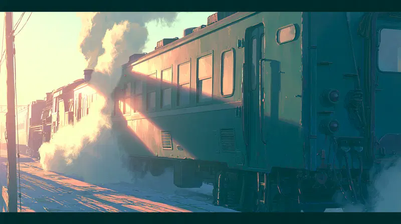A Vibrant Scene of Steam Trains in an Atmospheric Setting