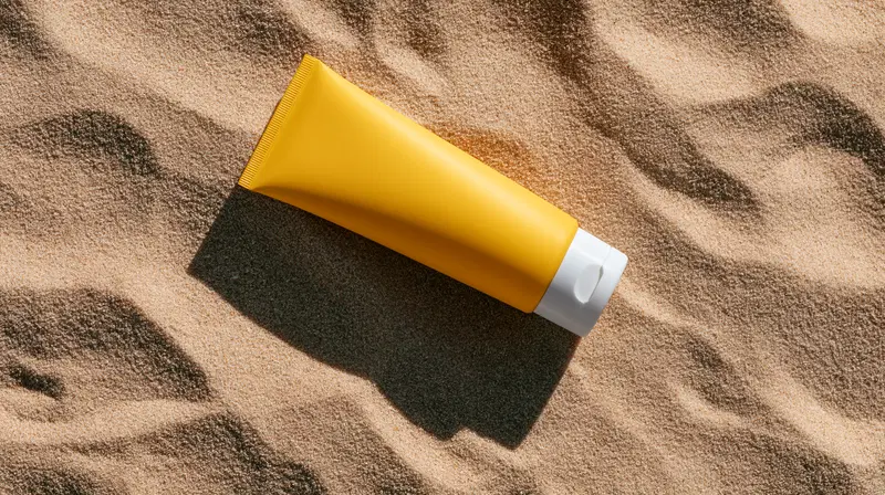 Sunscreen Product Arrangement on Sandy Surface