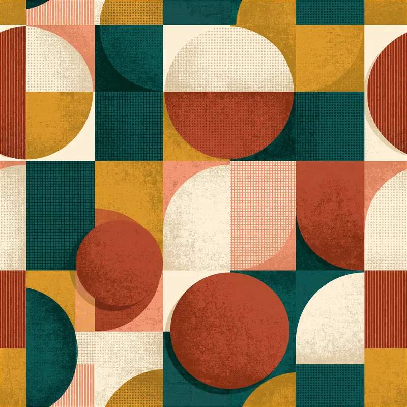 Colorful Geometric Pattern with Circles and Shapes
