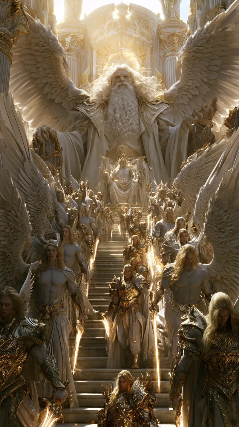 Grand Celestial Gathering of Angels in a Divine Palace
