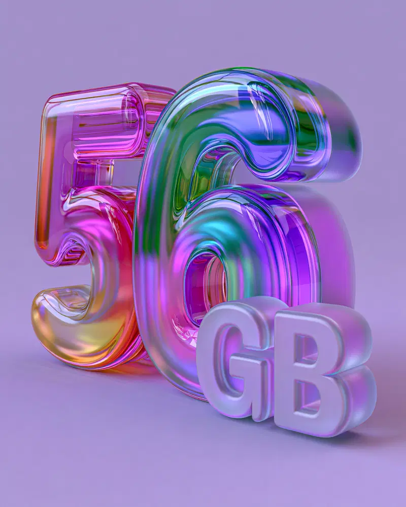 Colorful 3D Typography of '56 GB' for Contemporary Design