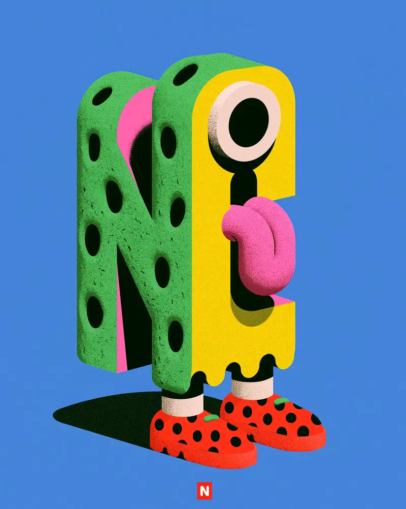 Colorful and Playful Character Design with Cartoonish Elements
