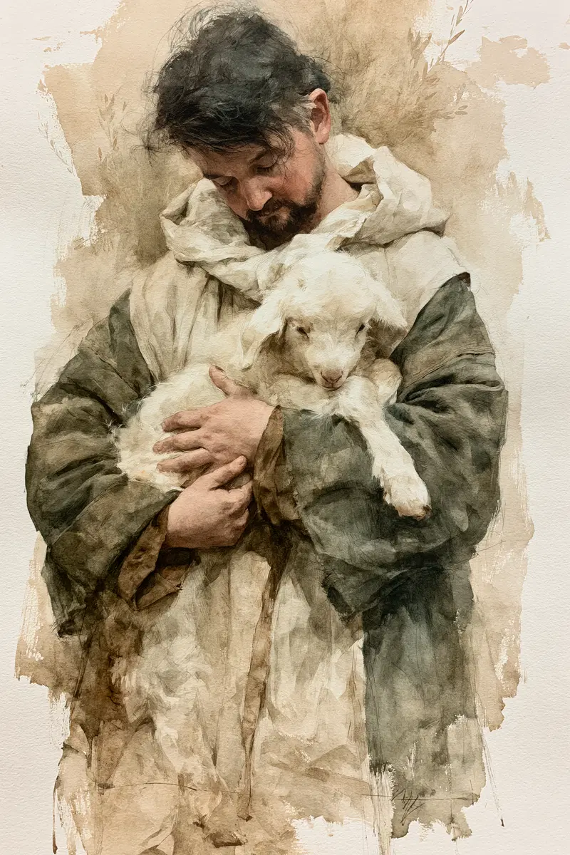 Tender Moment Between a Man and His Sheepdog