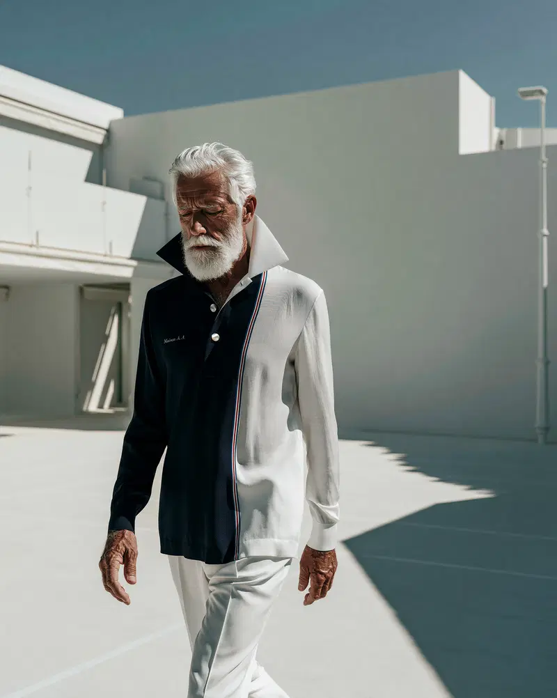 Elegant Fashion Portrait of a Senior Man in Modern Apparel