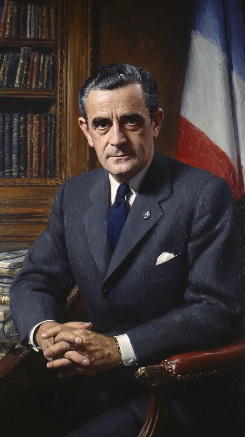 Formal portrait of a distinguished man seated in a studious setting